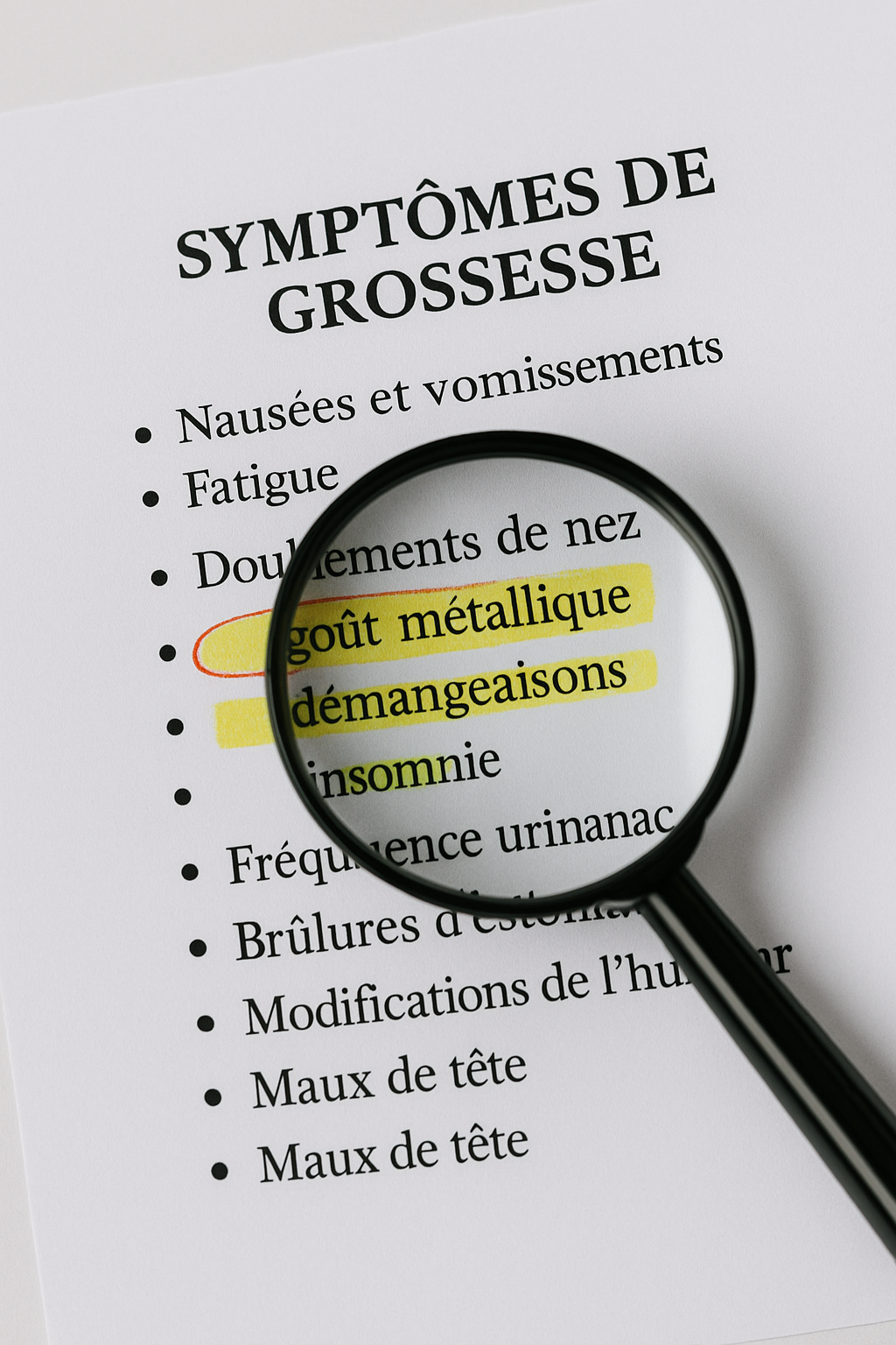 Symptômes spécifiques