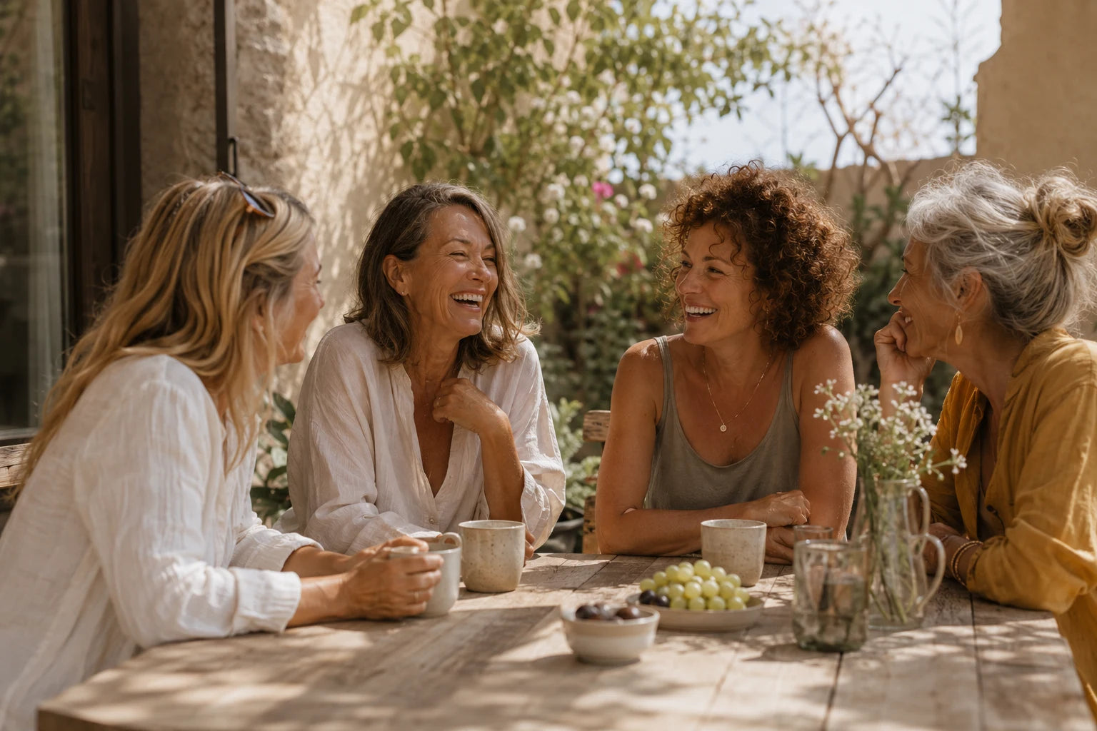 Femmes riant ensemble